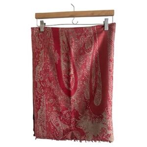 Luxurious Wool Silk Scarf large paisley design size 82.5/30.5 inches